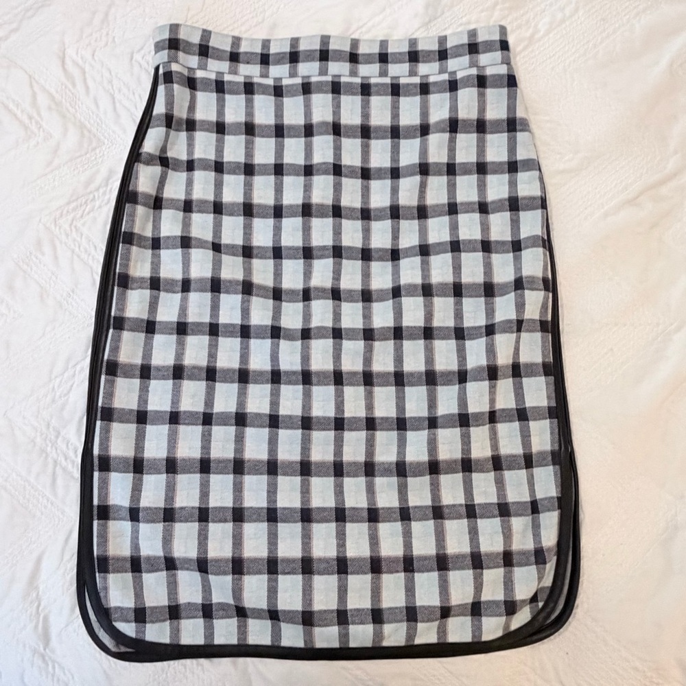 Ann Taylor plaid skirt faux leather trim sz 4 - Picture 5 of 13